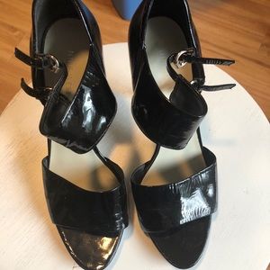 Nine West Blk Patent 5” Heel Ankle Strap 8.5